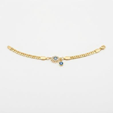 Crystal Sunburst Evil Eye Charm Bracelet