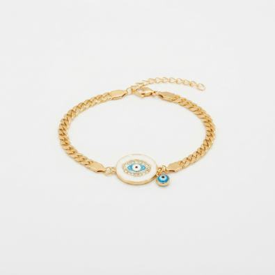 Crystal Halo Evil Eye Medallion Bracelet