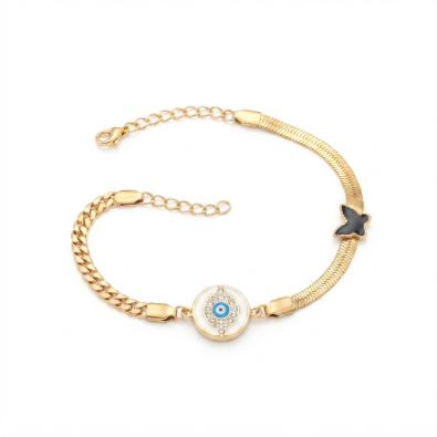 Evil Eye & Butterfly Medallion Bracelet
