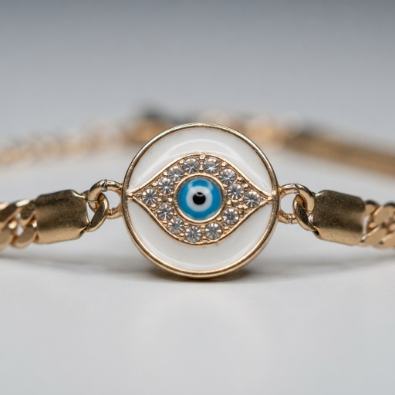 Evil Eye & Butterfly Medallion Bracelet Detail view