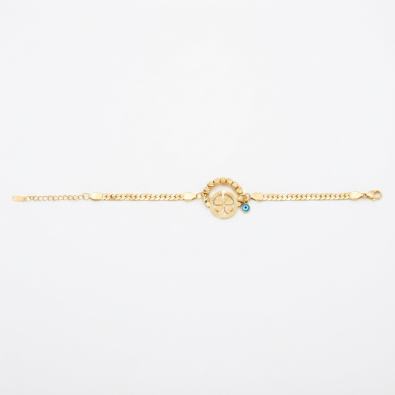 Greek Key Clover Medallion Bracelet
