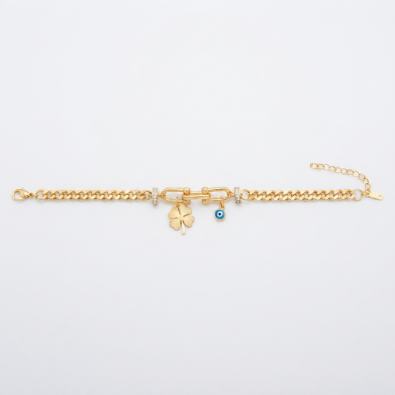 Clover & Evil Eye Charm Bracelet