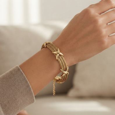 Twisted Cable X Bracelet On-Body view