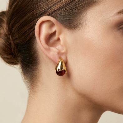 Golden Drip Teardrop Earrings On-Body view