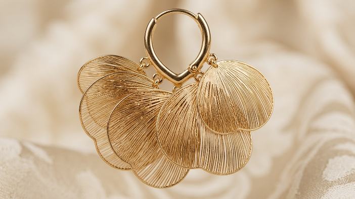 Layered Petal Fan Hoop Earrings Detail view