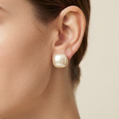 Baroque Pearl Button Studs On-Body view