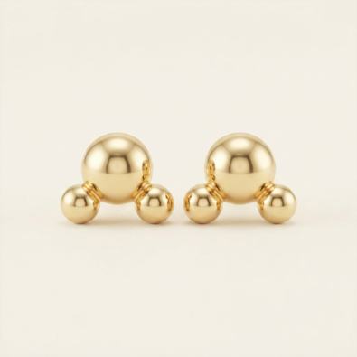 Gold Tri-Ball Cluster Studs