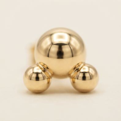 Gold Tri-Ball Cluster Studs Detail view