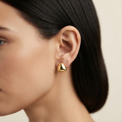 Gold Dome Teardrop Studs On-Body view