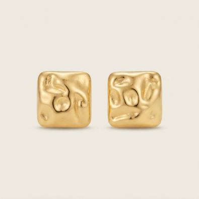 Gold Molten Square Studs
