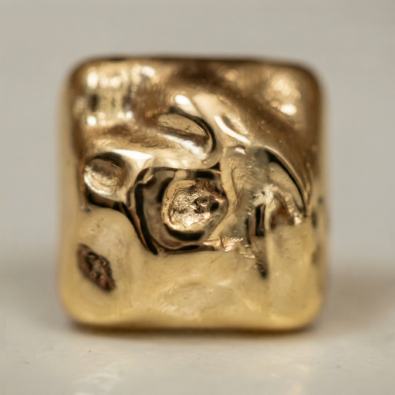 Gold Molten Square Studs Detail view