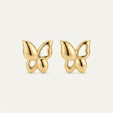 Gold Open-Wing Butterfly Studs