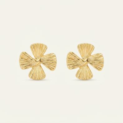Gold Textured Flower Studs