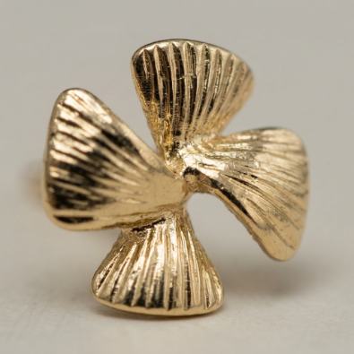 Gold Textured Flower Studs Detail view