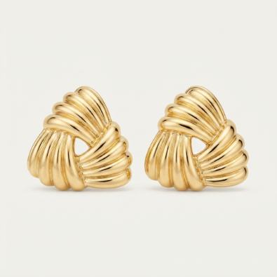 Gold Ribbed Knot Studs