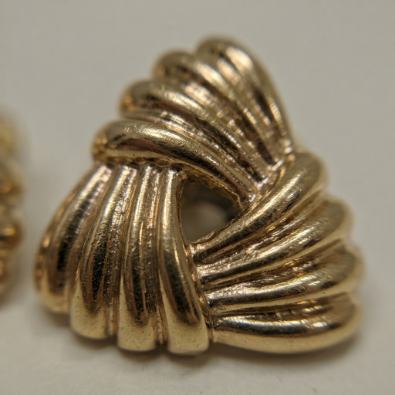 Gold Ribbed Knot Studs On-Body view