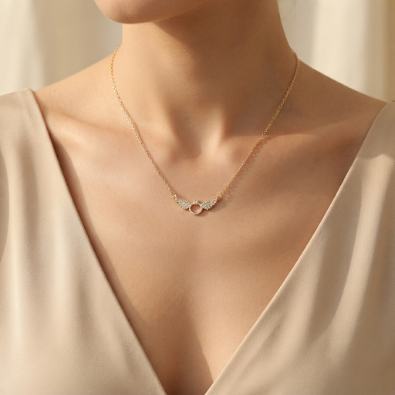 Winged Ring Necklace On-Body view