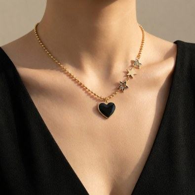Star & Heart Charm Necklace On-Body view
