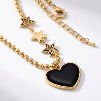 Star & Heart Charm Necklace Detail view