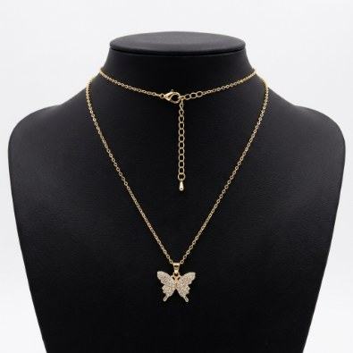 Pavé Crystal Butterfly Pendant Necklace