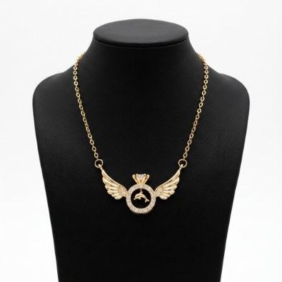 Angel Wing Dolphin Ring Pendant Necklace