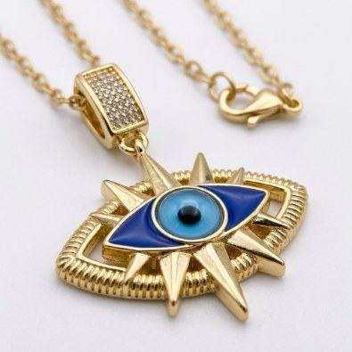Evil Eye Starburst Pendant Necklace Detail view