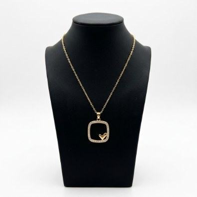 Pavé Square Heart Pendant Necklace