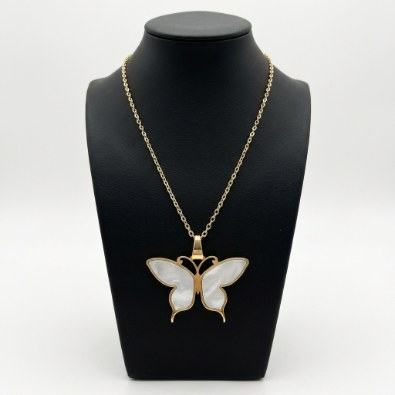 Mother-of-Pearl Butterfly Pendant Necklace