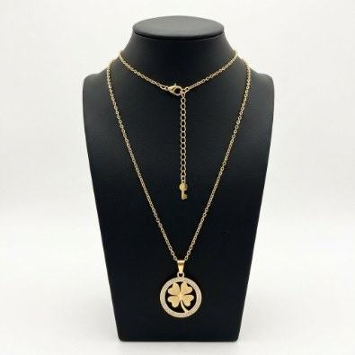Four-Leaf Clover Pavé Medallion Necklace