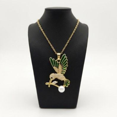 Hummingbird Pearl Pendant Necklace