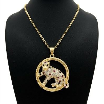 Leopard Circle Pendant Necklace