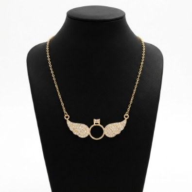 Pavé Wing Ring Pendant Necklace